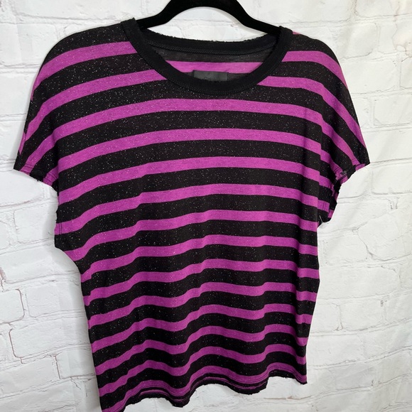 NEW RtA Glitter Striped Cashmere Blend T-Shirt Size XS - Picture 3 of 8
